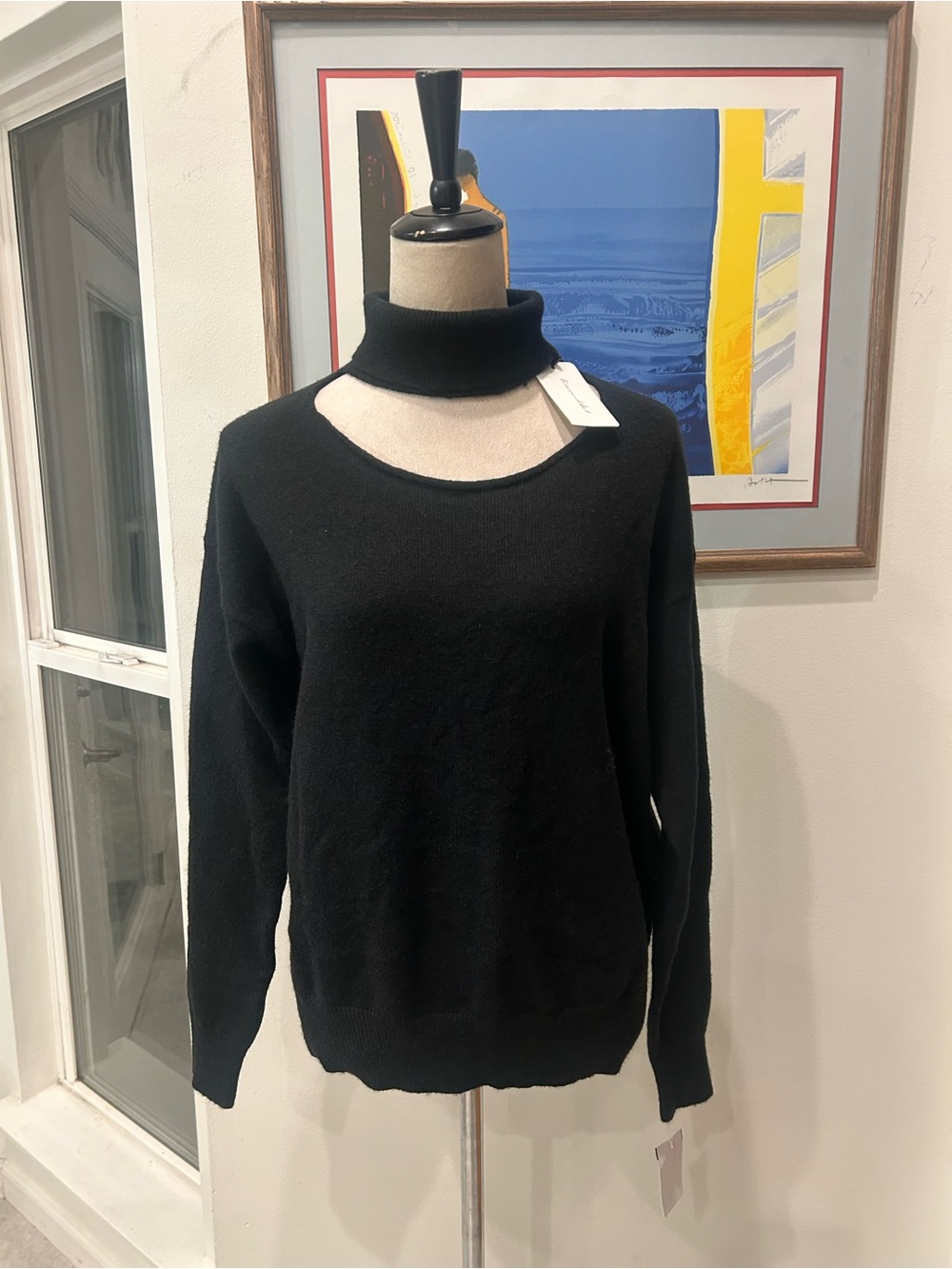 Line & Dot Black Cutout Turtleneck Sweater